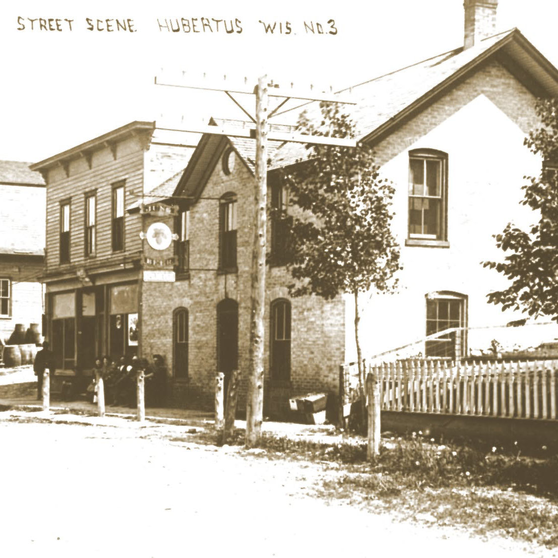 Historic street scene in downtown Hubertus, Wisconsin